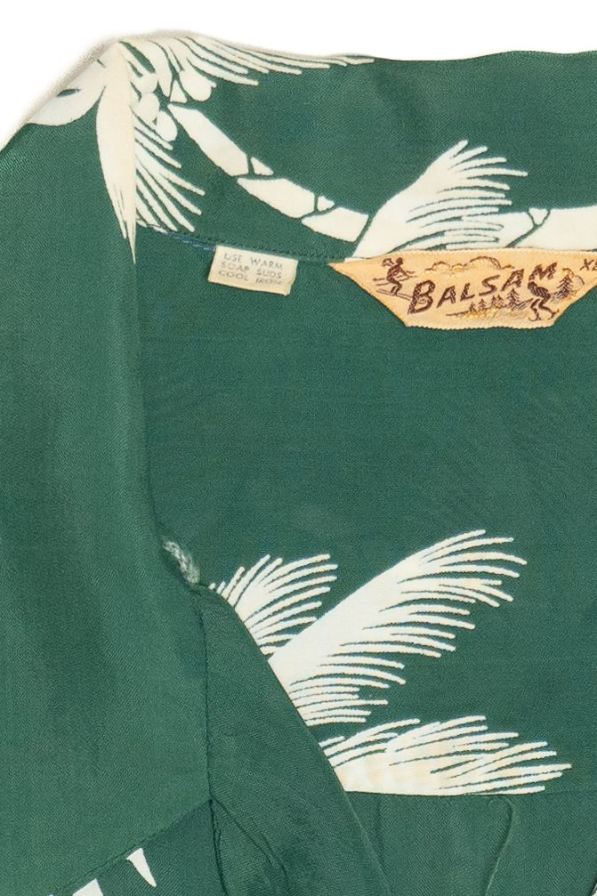 Rare Vintage Hawaiian Shirt With Loop Collar And Double Pockets Balsam 40/50s