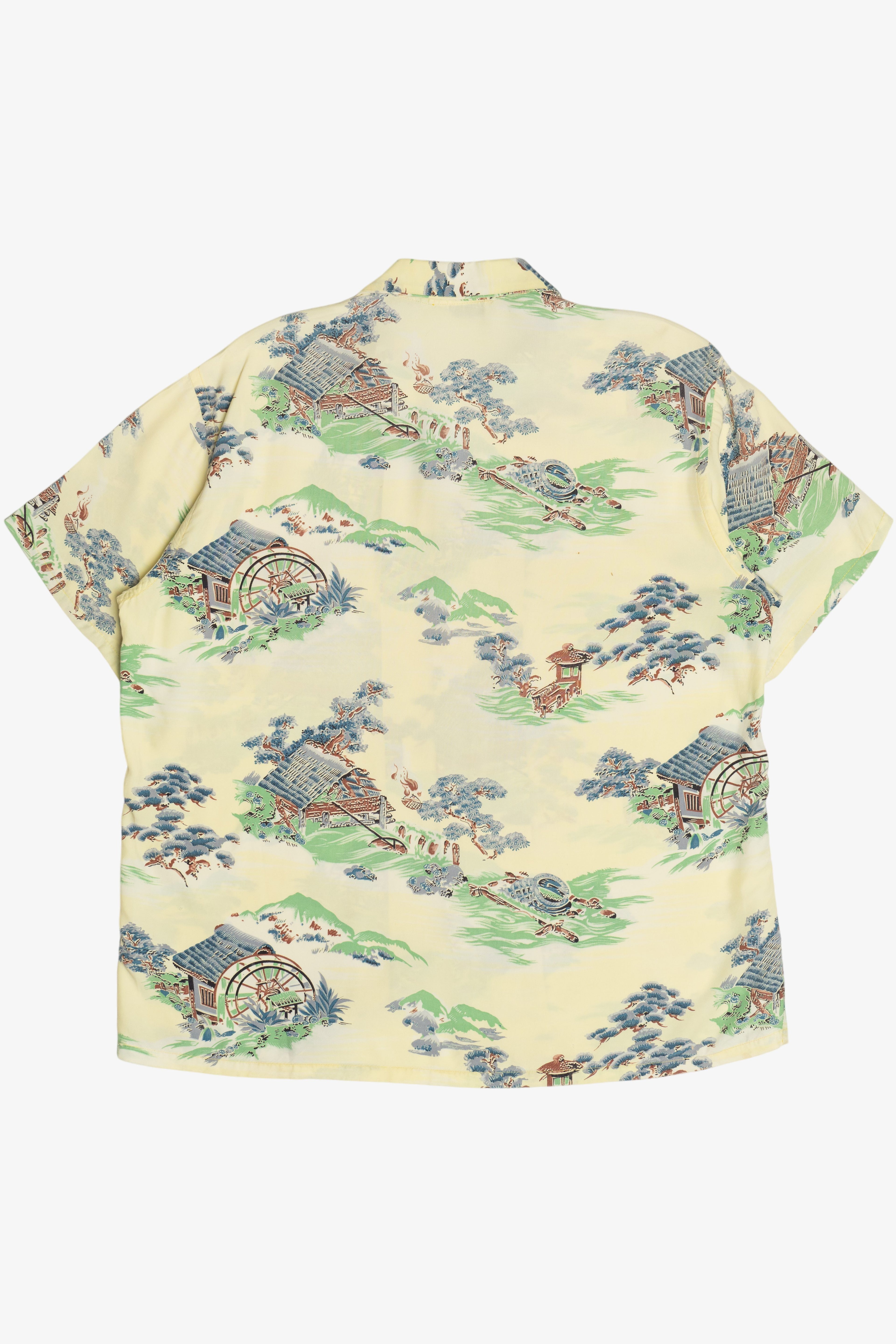 Rare Vintage Hawaiian Shirt With Loop Collar McGregor Made In USA Washable 40/50s