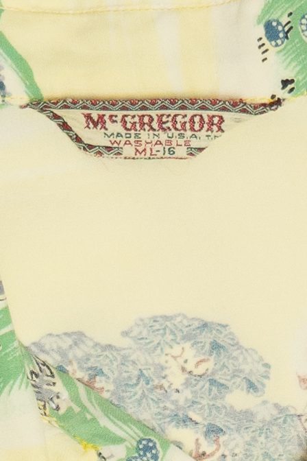 Rare Vintage Hawaiian Shirt With Loop Collar McGregor Made In USA Washable 40/50s