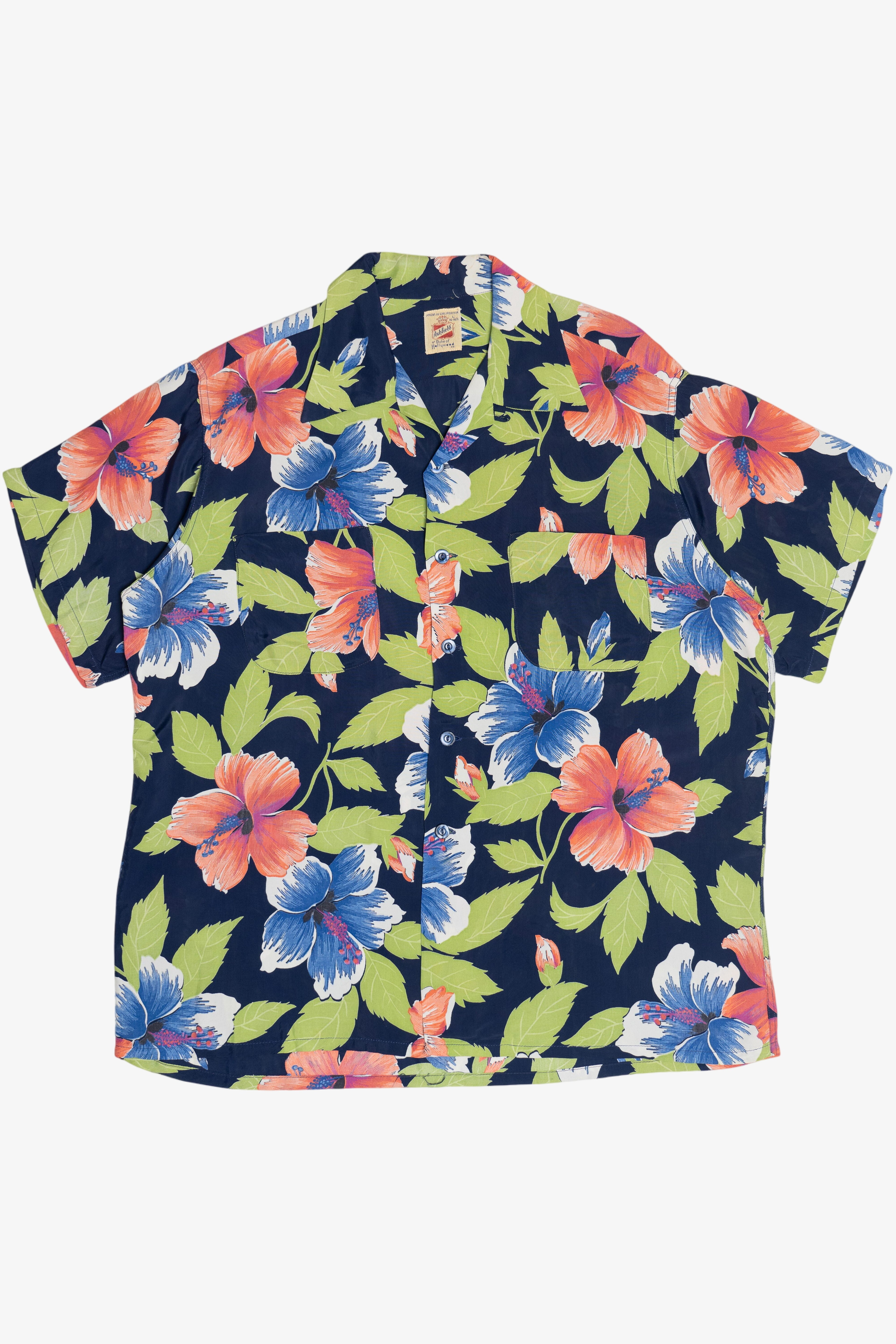 Rare Vintage Hawaiian Shirt With Loop Collar Ashfield By Duke Of Hollywood Co. 40/50s