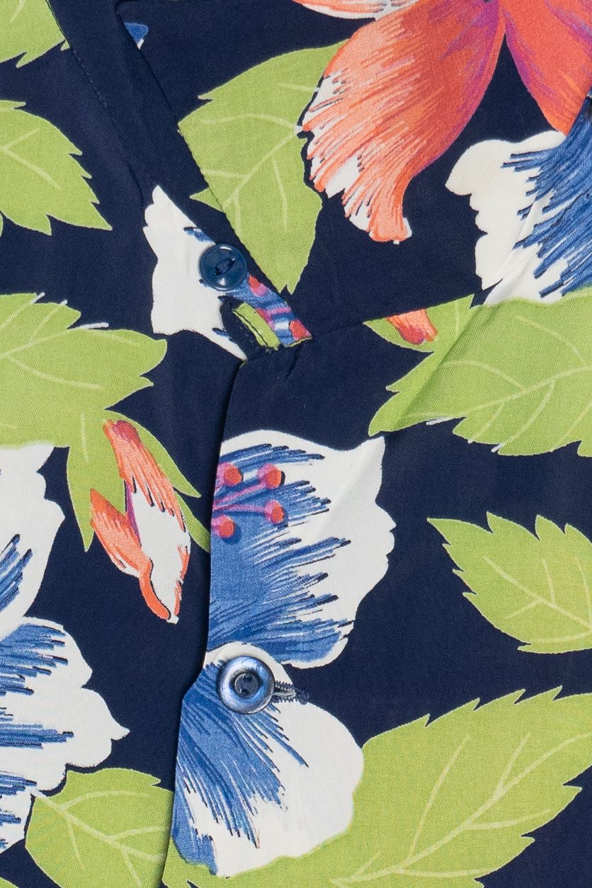 Rare Vintage Hawaiian Shirt With Loop Collar Ashfield By Duke Of Hollywood Co. 40/50s