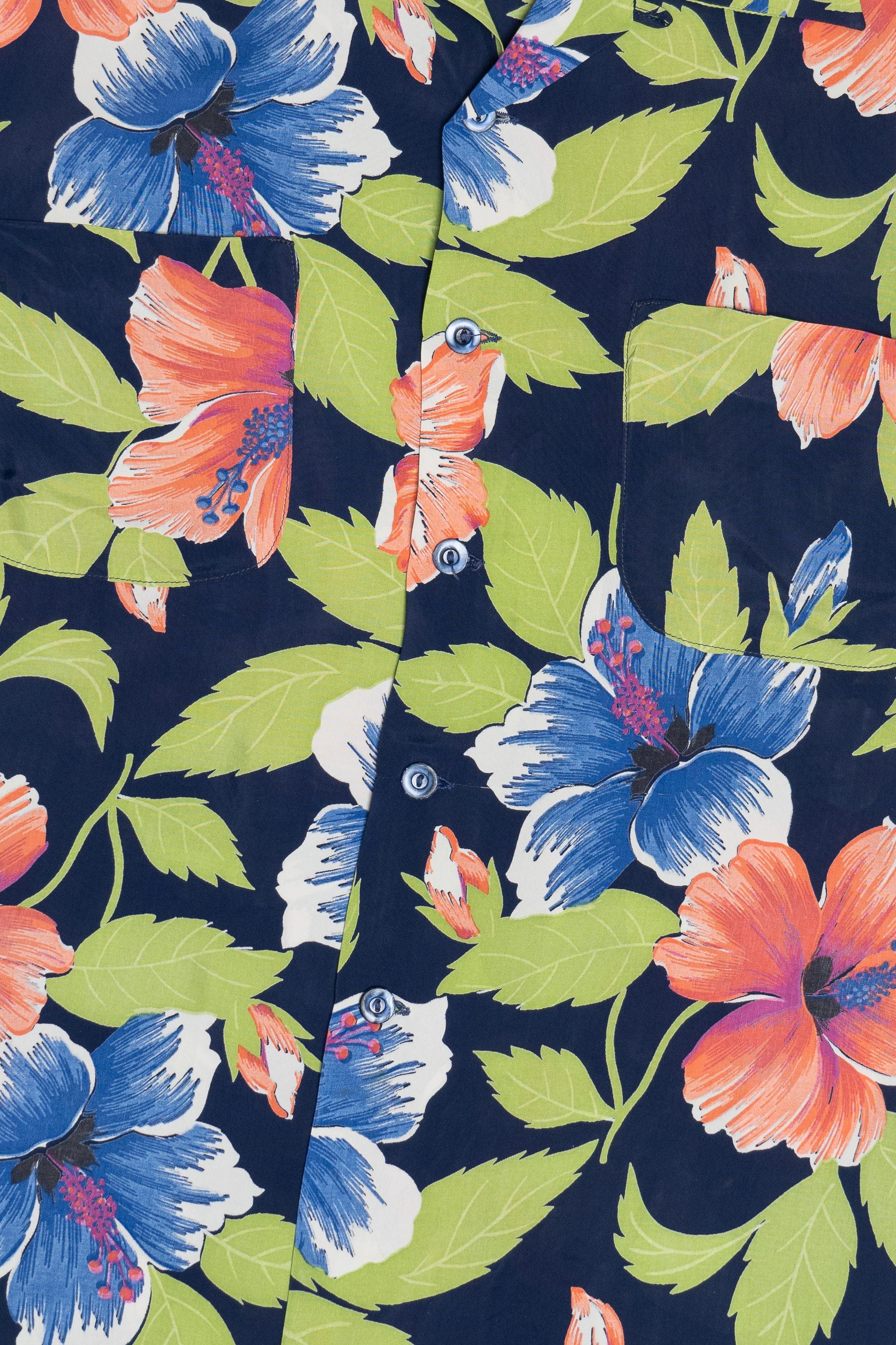 Rare Vintage Hawaiian Shirt With Loop Collar Ashfield By Duke Of Hollywood Co. 40/50s