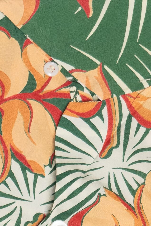 Rare Vintage Hawaiian Shirt With Loop Collar And Double Pockets Sportwear Long-Sleeve 40/50s