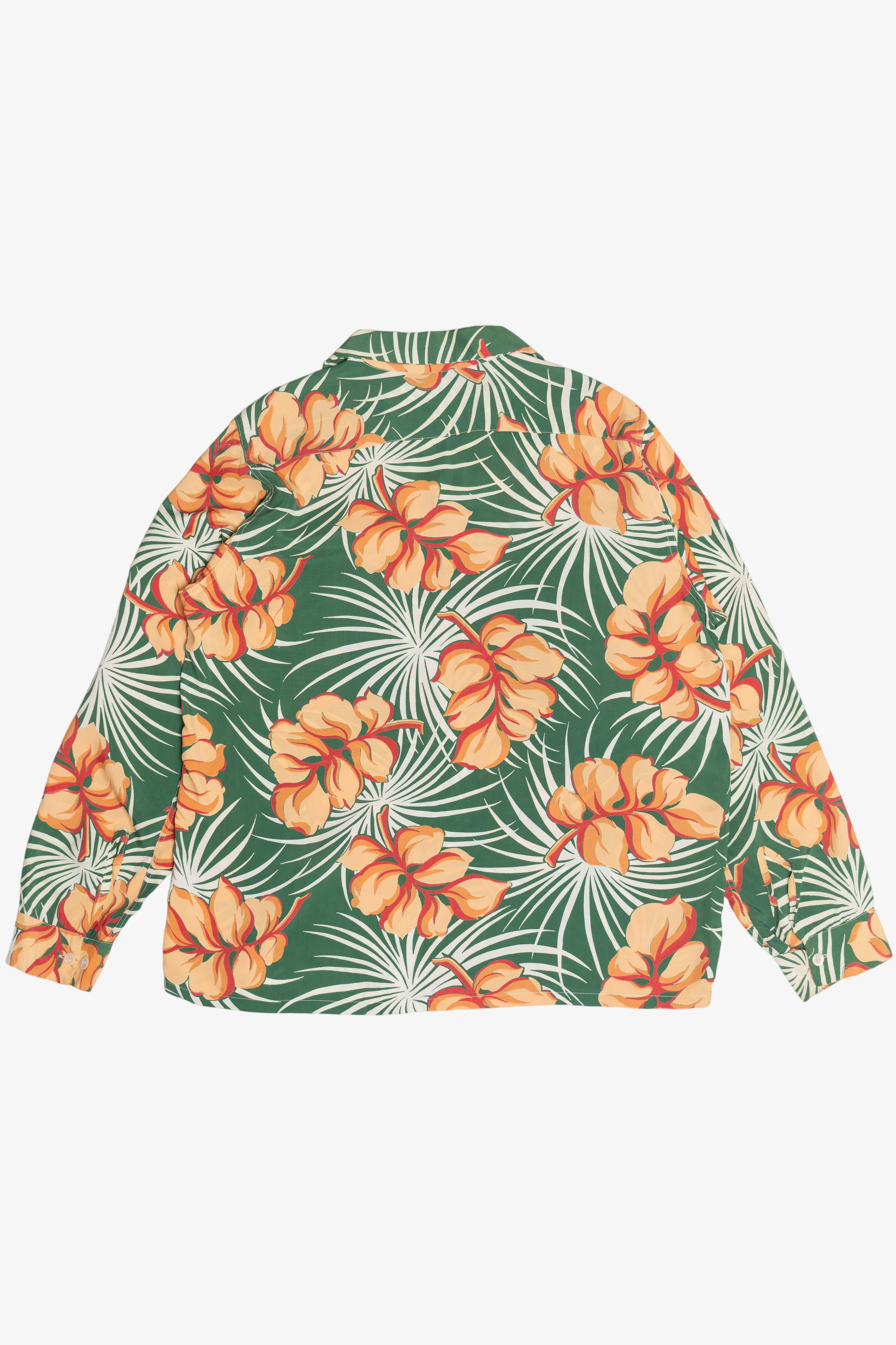 Rare Vintage Hawaiian Shirt With Loop Collar And Double Pockets Sportwear Long-Sleeve 40/50s