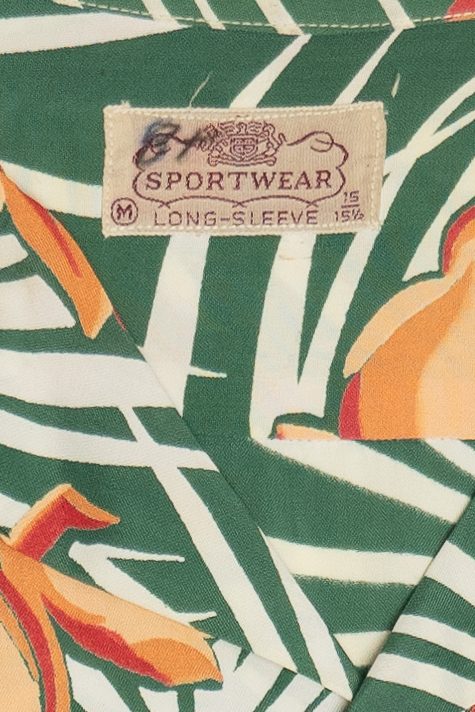 Rare Vintage Hawaiian Shirt With Loop Collar And Double Pockets Sportwear Long-Sleeve 40/50s