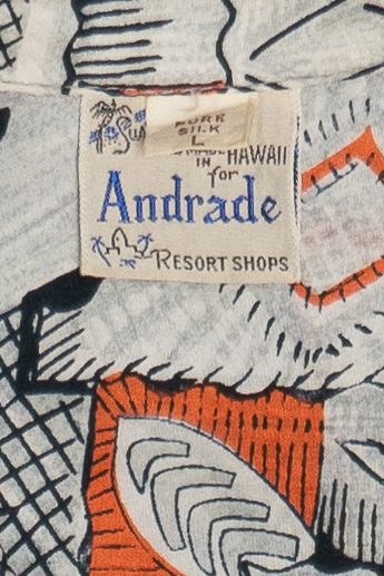Rare Vintage Hawaiian Long Sleeve Shirt With Loop Collar Surf n Sand For Andrade Resort Shops 40/50s