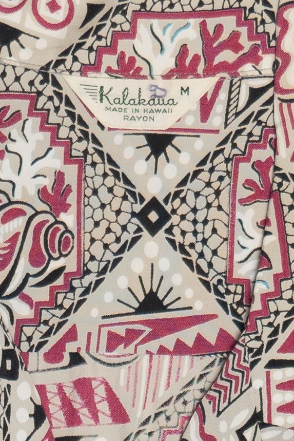 Rare Vintage Hawaiian Shirt With Loop Collar Kalakaua Made In Hawaii 40/50s