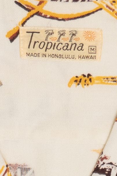 Rare Vintage Hawaiian Shirt With Loop Collar Tropicana Made In Honolulu 40/50s