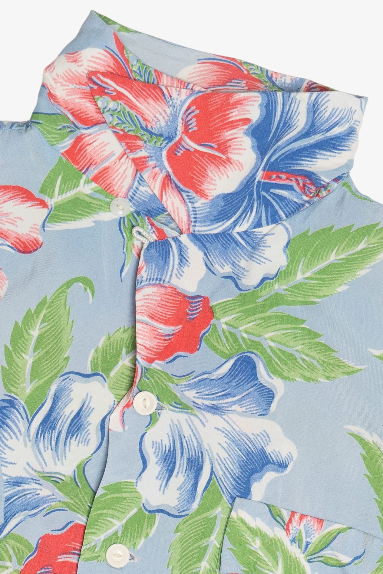 Rare Vintage Hawaiian Shirt With Loop Collar And Double Pockets Don Juan Of California 40/50s