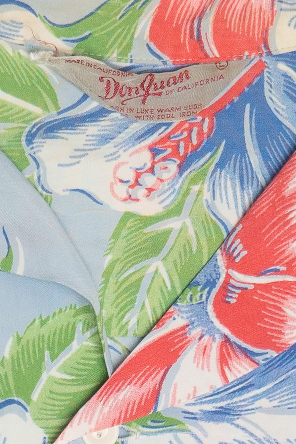 Rare Vintage Hawaiian Shirt With Loop Collar And Double Pockets Don Juan Of California 40/50s