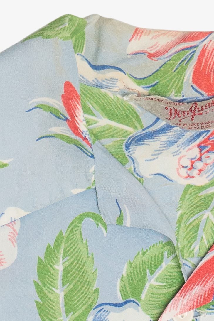 Rare Vintage Hawaiian Shirt With Loop Collar And Double Pockets Don Juan Of California 40/50s