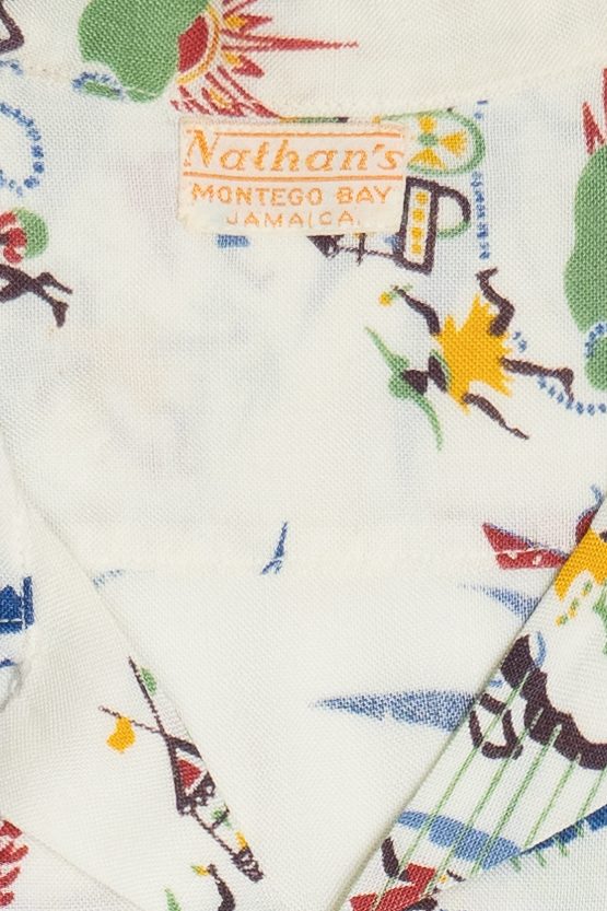 Rare Vintage Hawaiian Shirt Nathan's Montego Bay Jamaica 40/50s