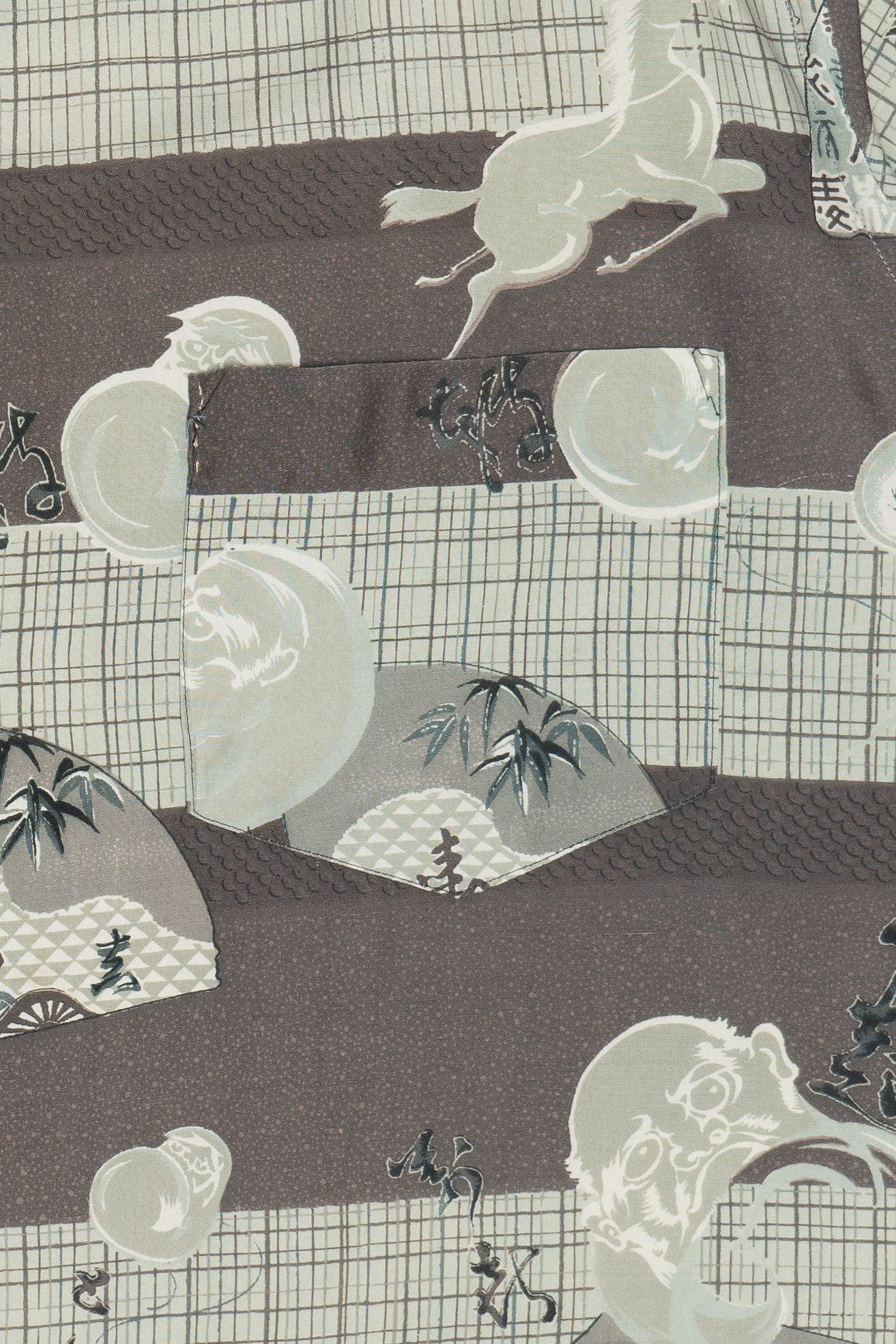 Rare Vintage Hawaiian Shirt With Loop Collar Hand Printed 40/50s