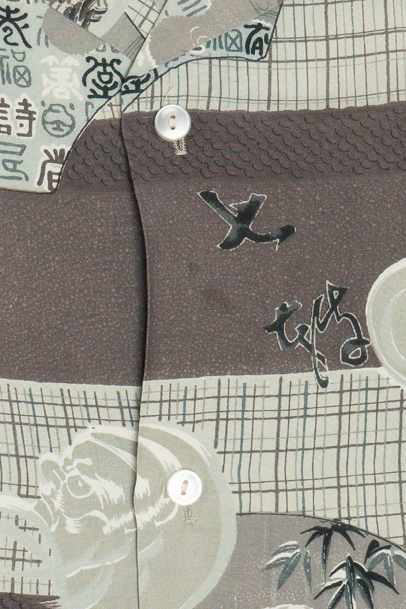 Rare Vintage Hawaiian Shirt With Loop Collar Hand Printed 40/50s