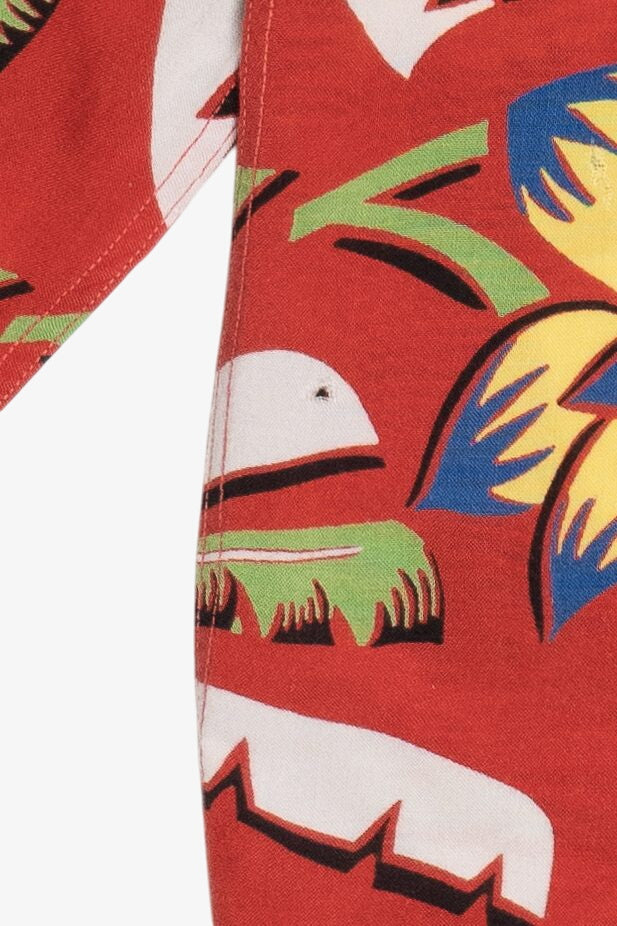 Rare Vintage Hawaiian Long Sleeve Loop Collar Double Pocket Kaynee California Styled 40/50s