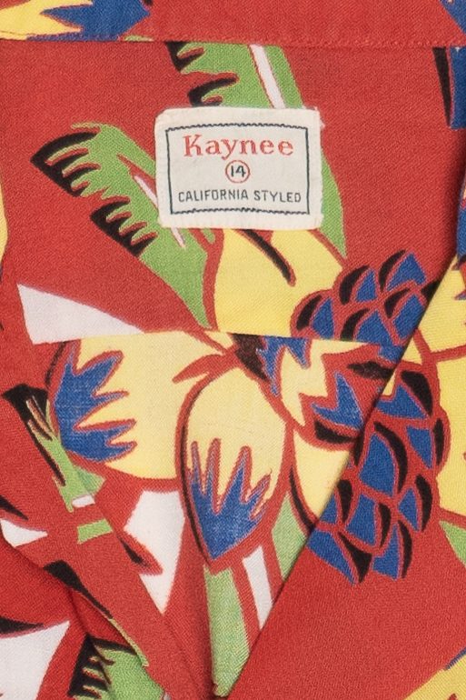 Rare Vintage Hawaiian Long Sleeve Loop Collar Double Pocket Kaynee California Styled 40/50s