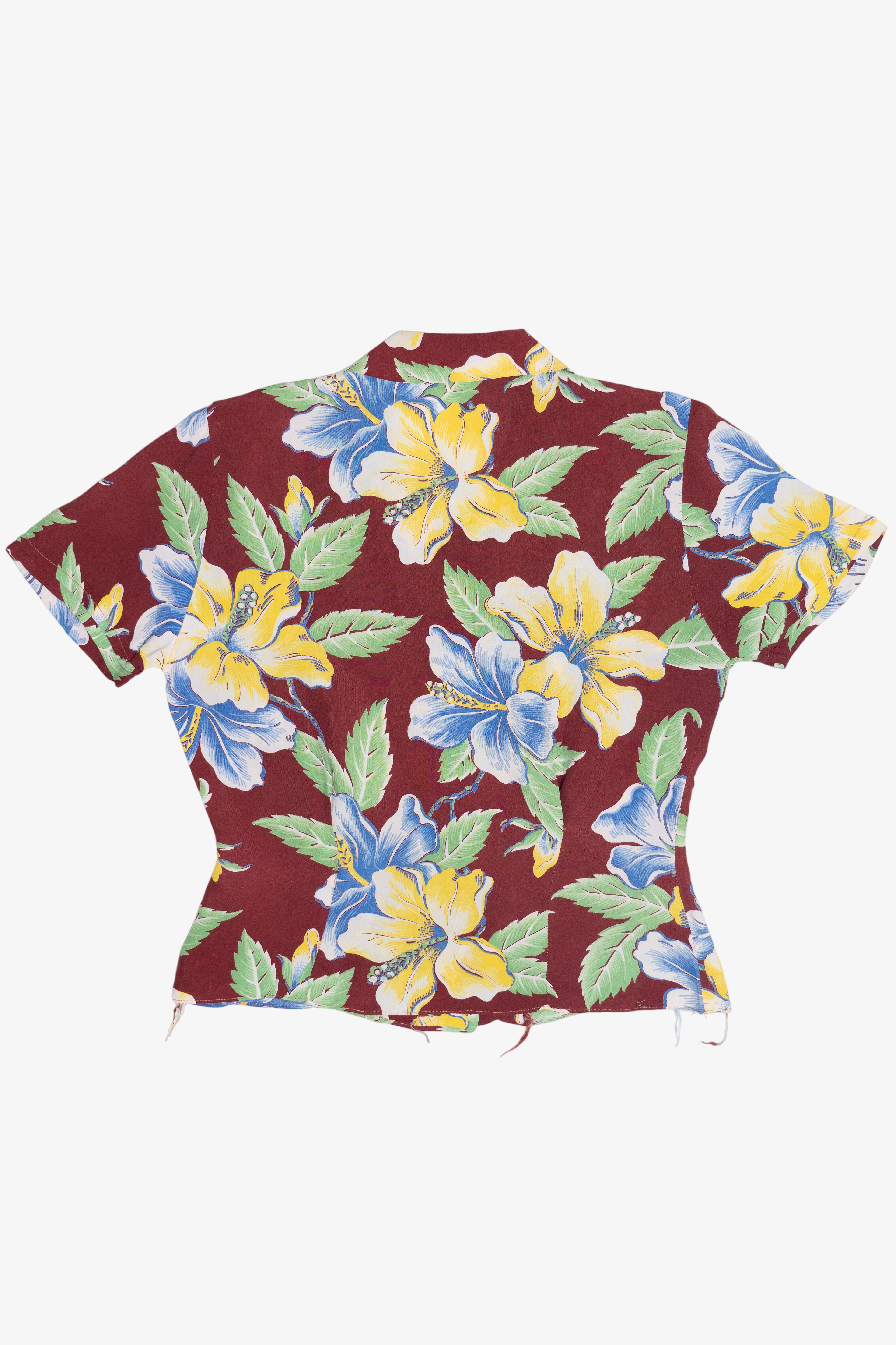 Rare Vintage Hawaiian Women's Shirt With Loop Collar 40/50s