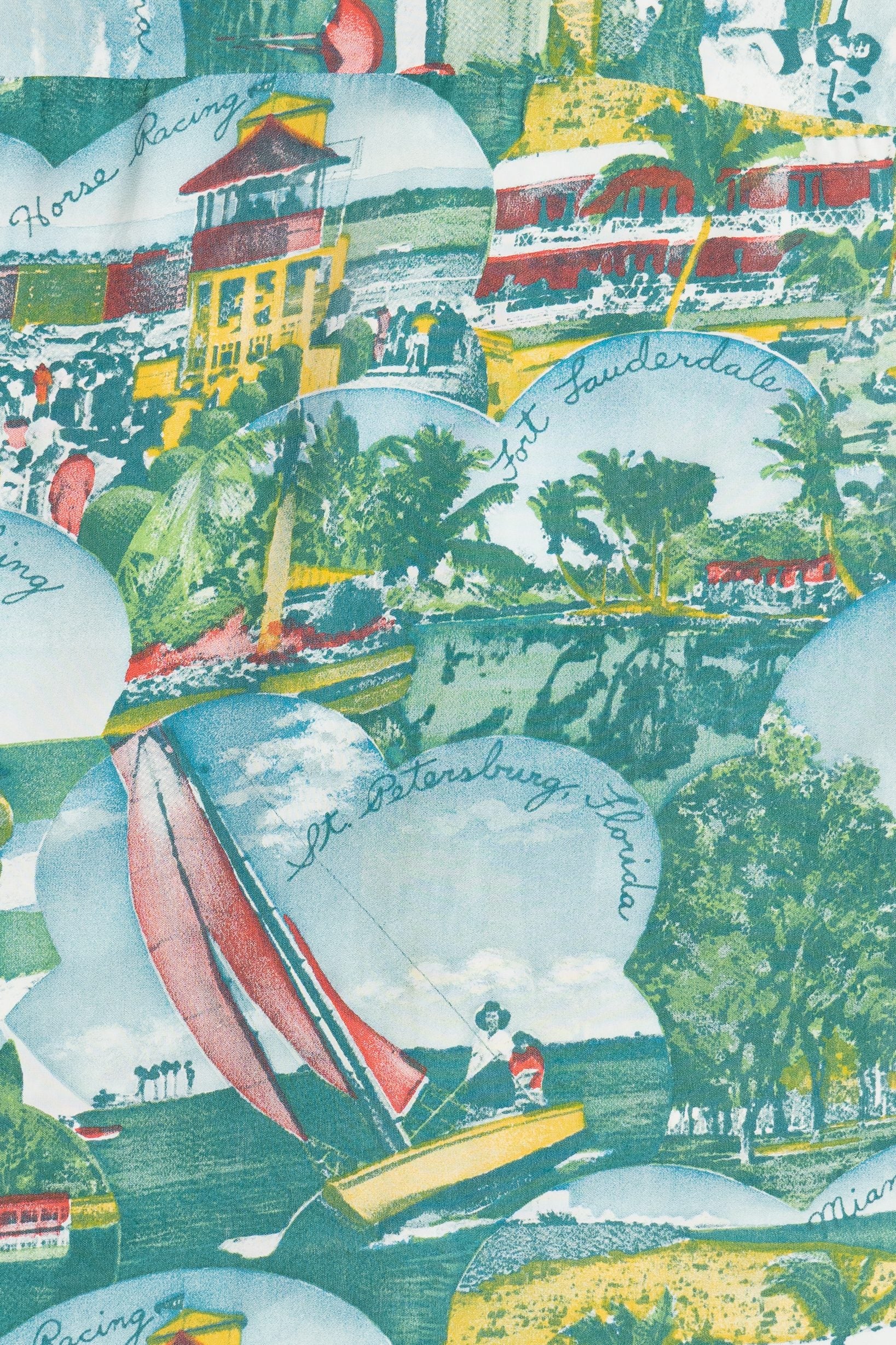 Rare Vintage Hawaiian Shirt With Loop Collar Washington "Dee Cee" 40/50s