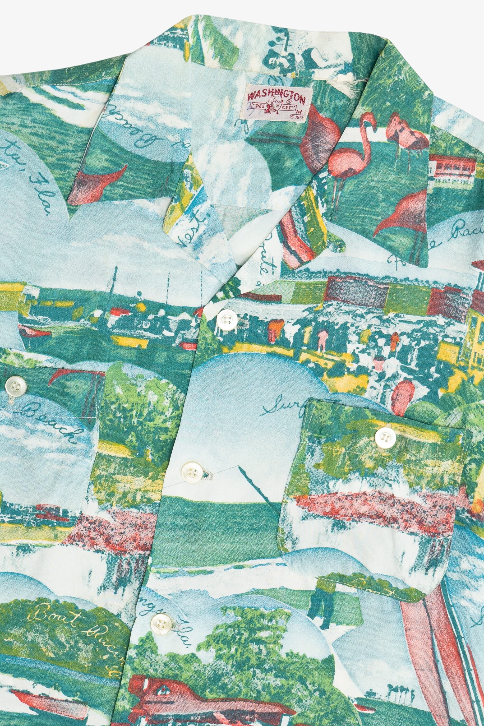 Rare Vintage Hawaiian Shirt With Loop Collar Washington "Dee Cee" 40/50s