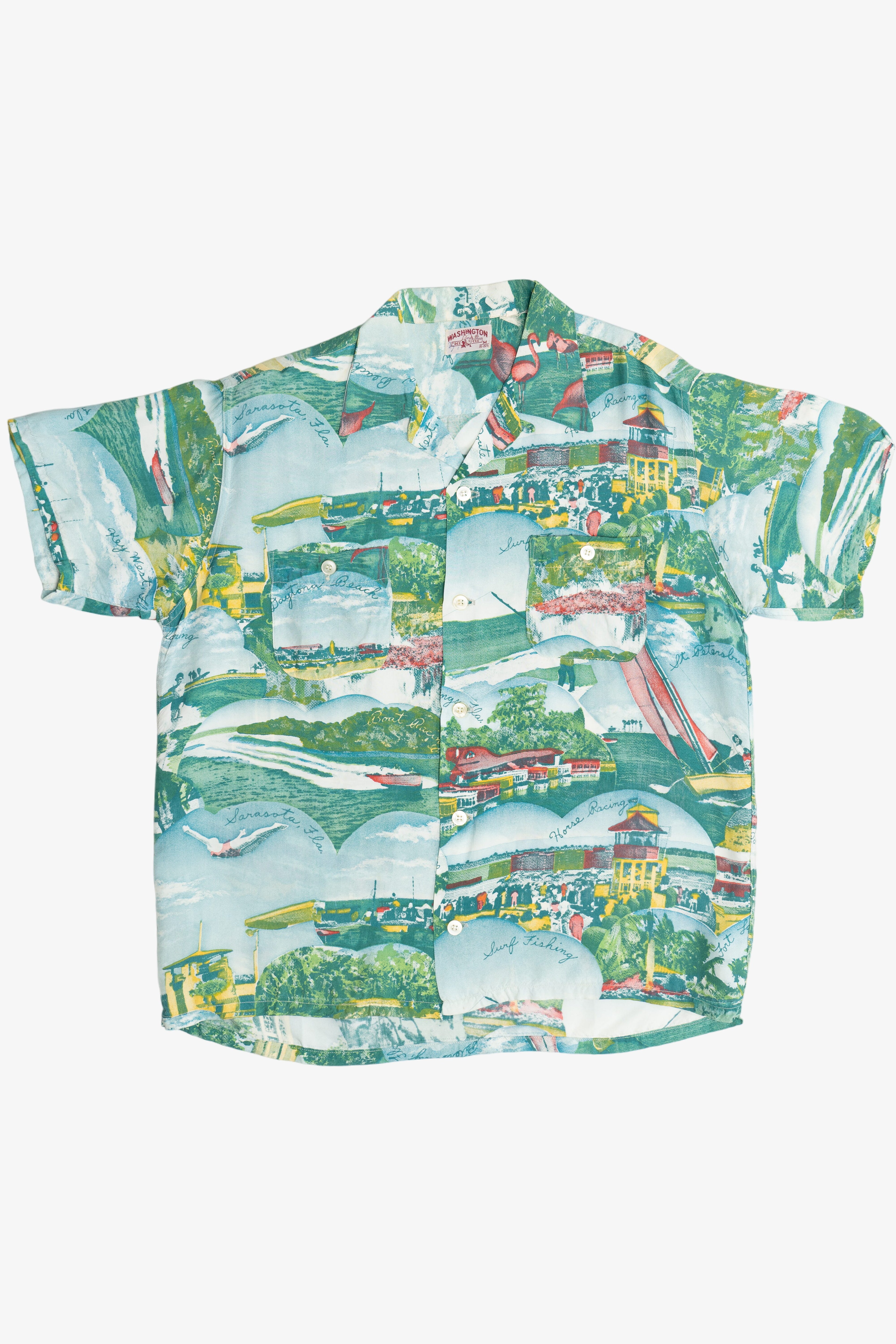 Rare Vintage Hawaiian Shirt With Loop Collar Washington "Dee Cee" 40/50s