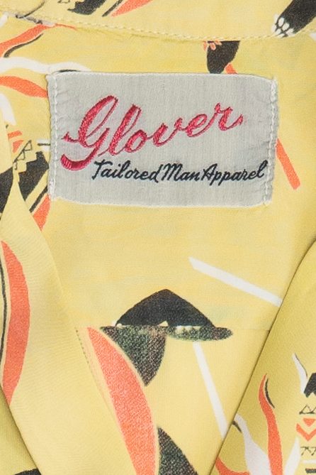 Rare Vintage Hawaiian Shirt With Loop Collar Glover Tailored Man Apparel 40/50s