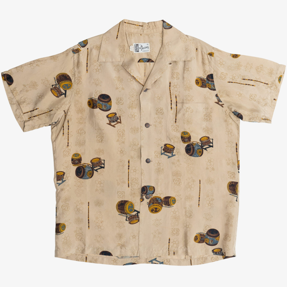 Rare Vintage Pure Silk Hawaiian Shirt Loop Collar McInerny Honolulu 40 ...