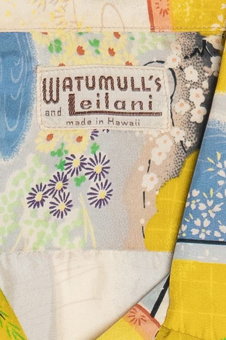 Rare Vintage Hawaiian Shirt Loop Collar Watumull's And Leilani Hawaii 40/50s
