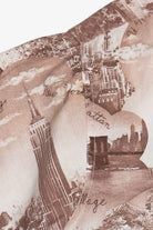 Rare Vintage Button Up With Loop Collar New York City Scenic Collage 40/50s