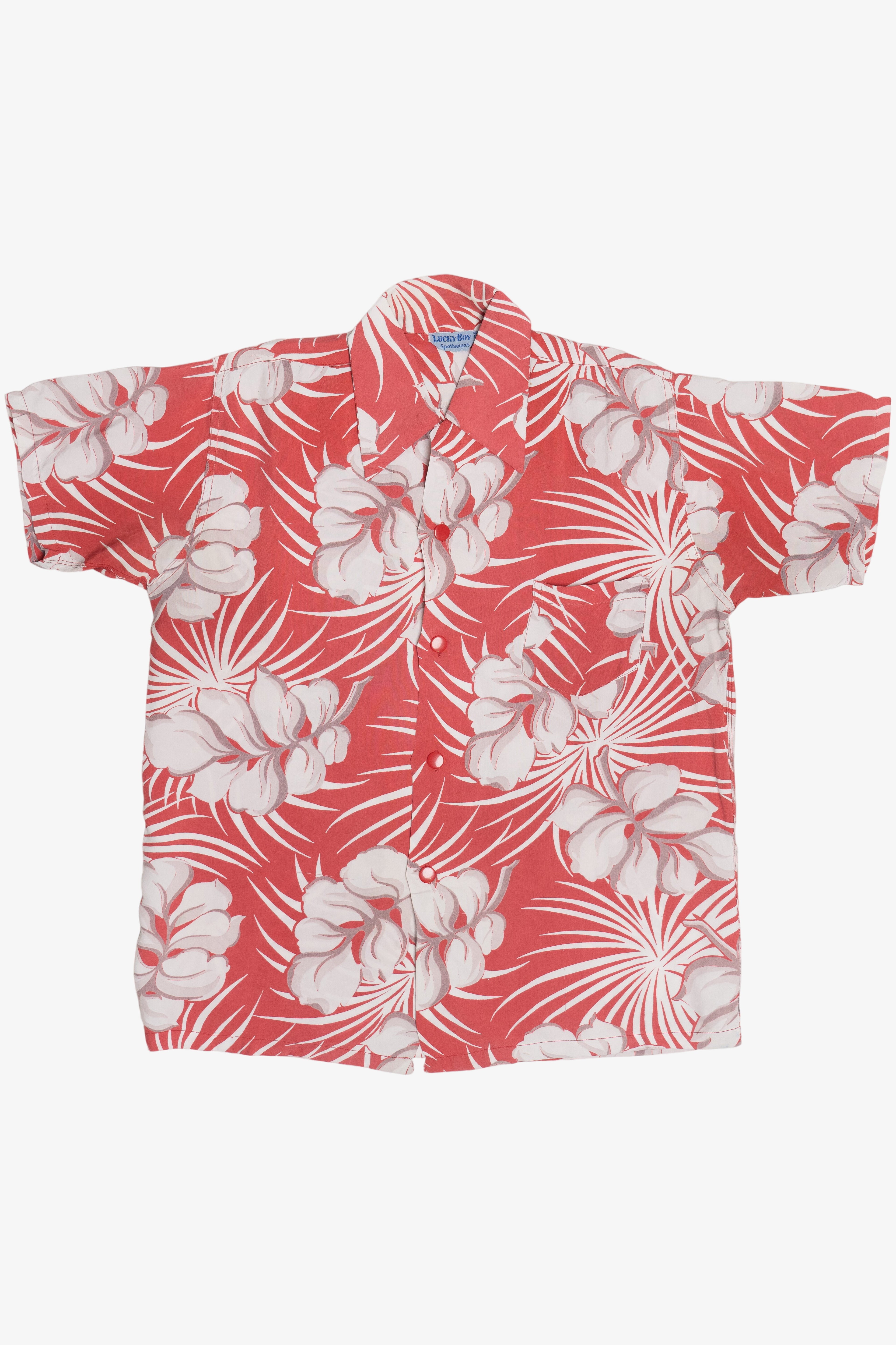 Rare Vintage Hawaiian Shirt With Loop Collar Lucky Boy Sportswear 40/50s