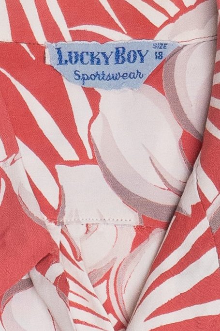 Rare Vintage Hawaiian Shirt With Loop Collar Lucky Boy Sportswear 40/50s