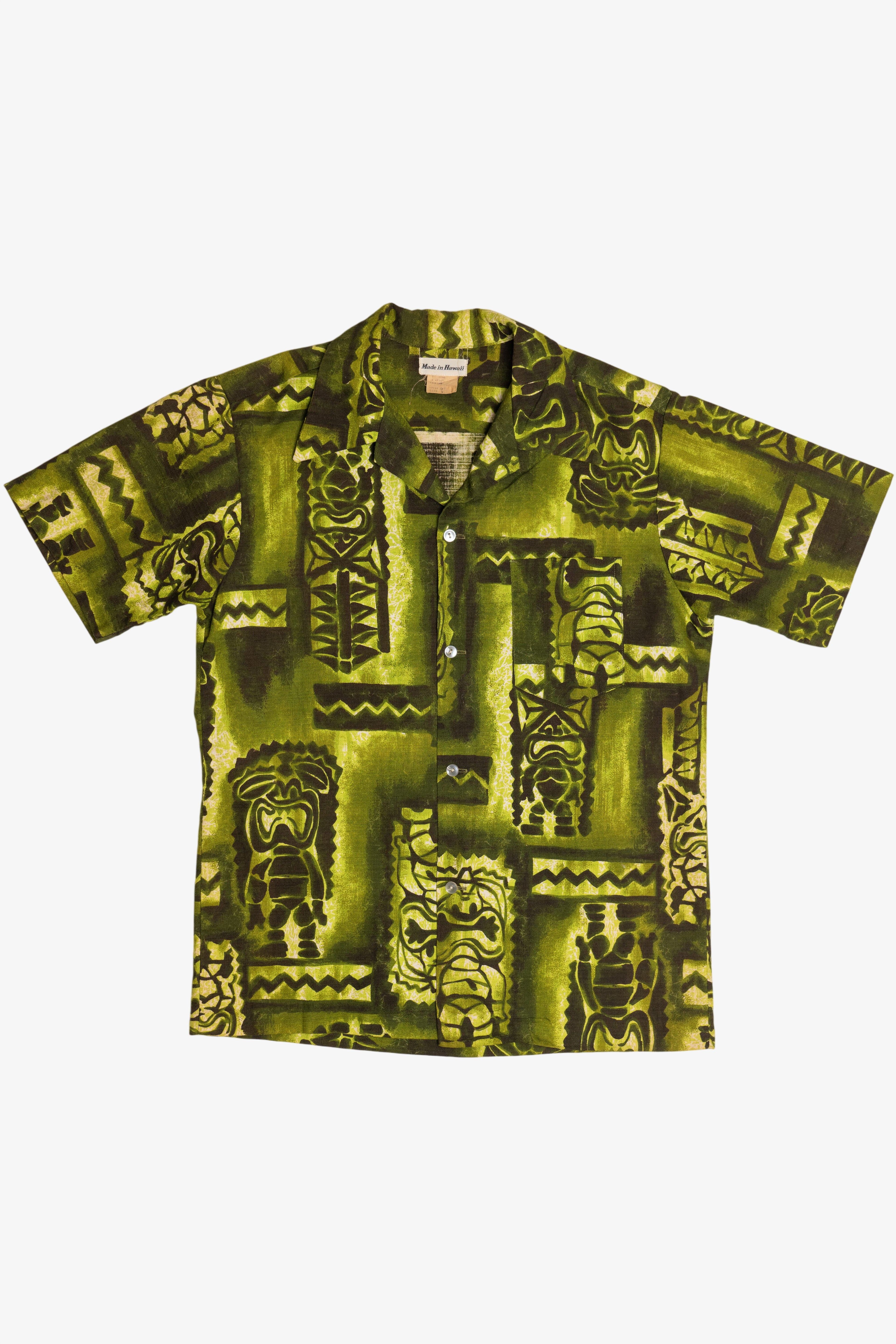 Vintage Hawaiian Tribal Tiki Button Up Shirt (1970s)
