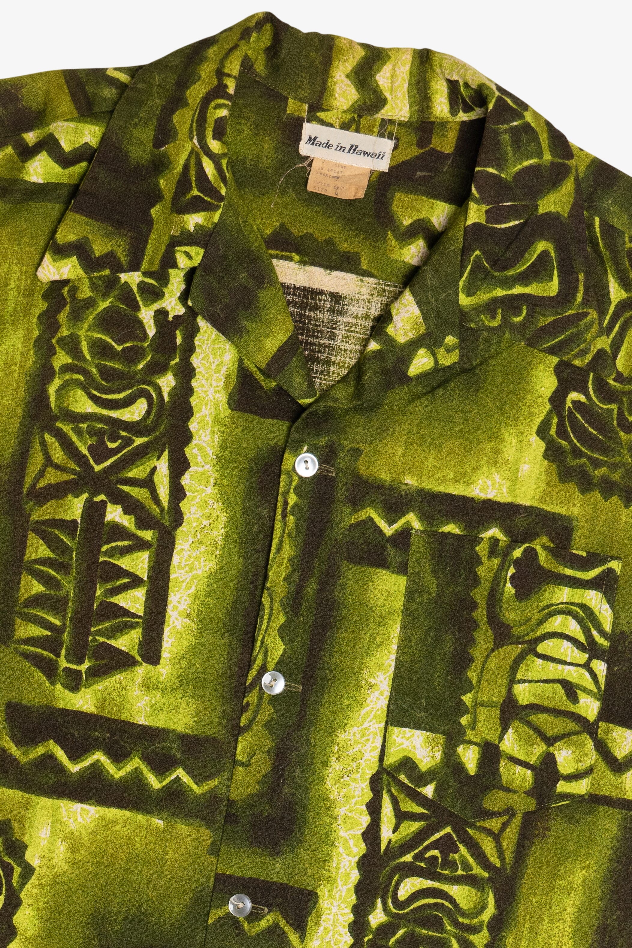 Vintage Hawaiian Tribal Tiki Button Up Shirt (1970s)
