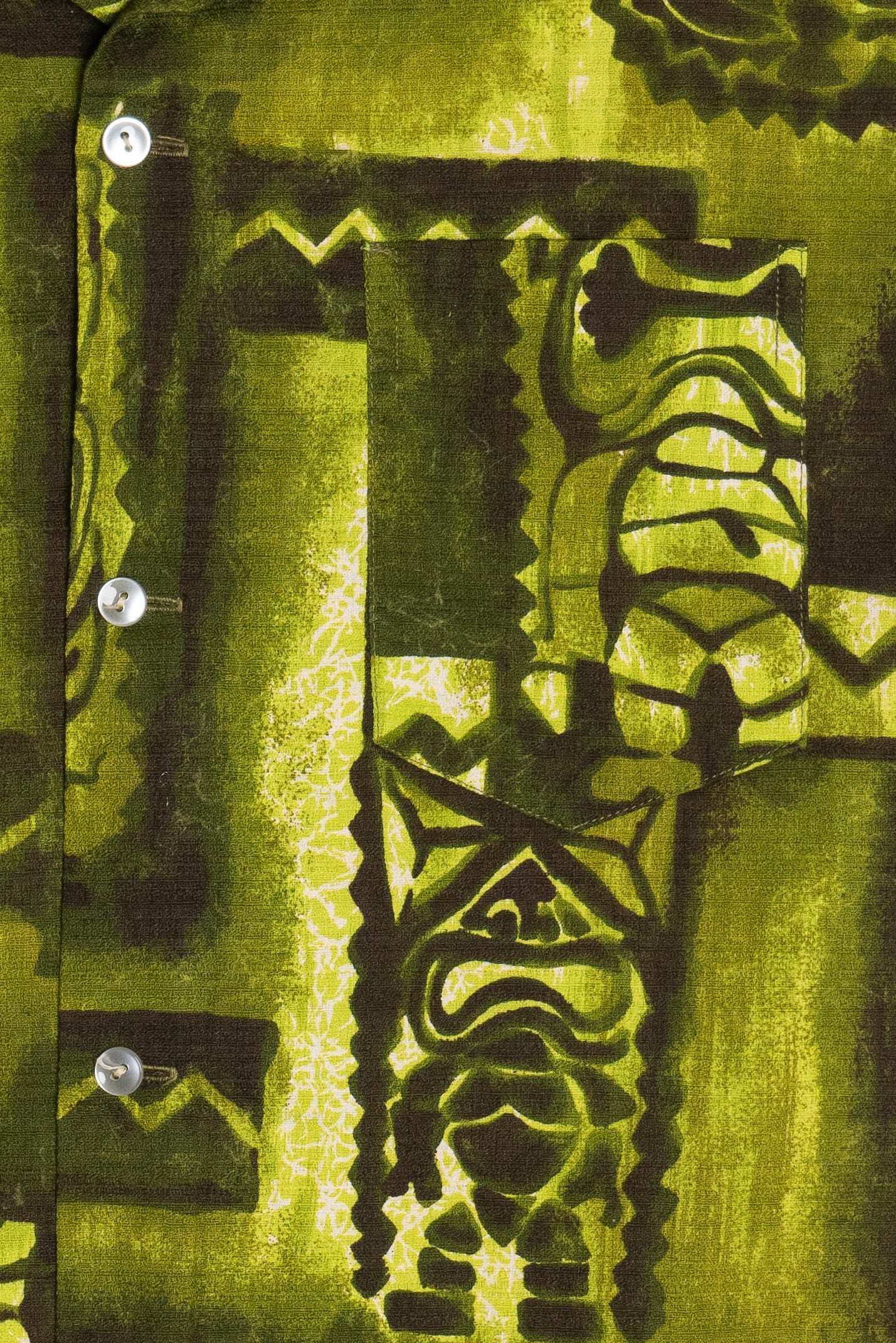 Vintage Hawaiian Tribal Tiki Button Up Shirt (1970s)