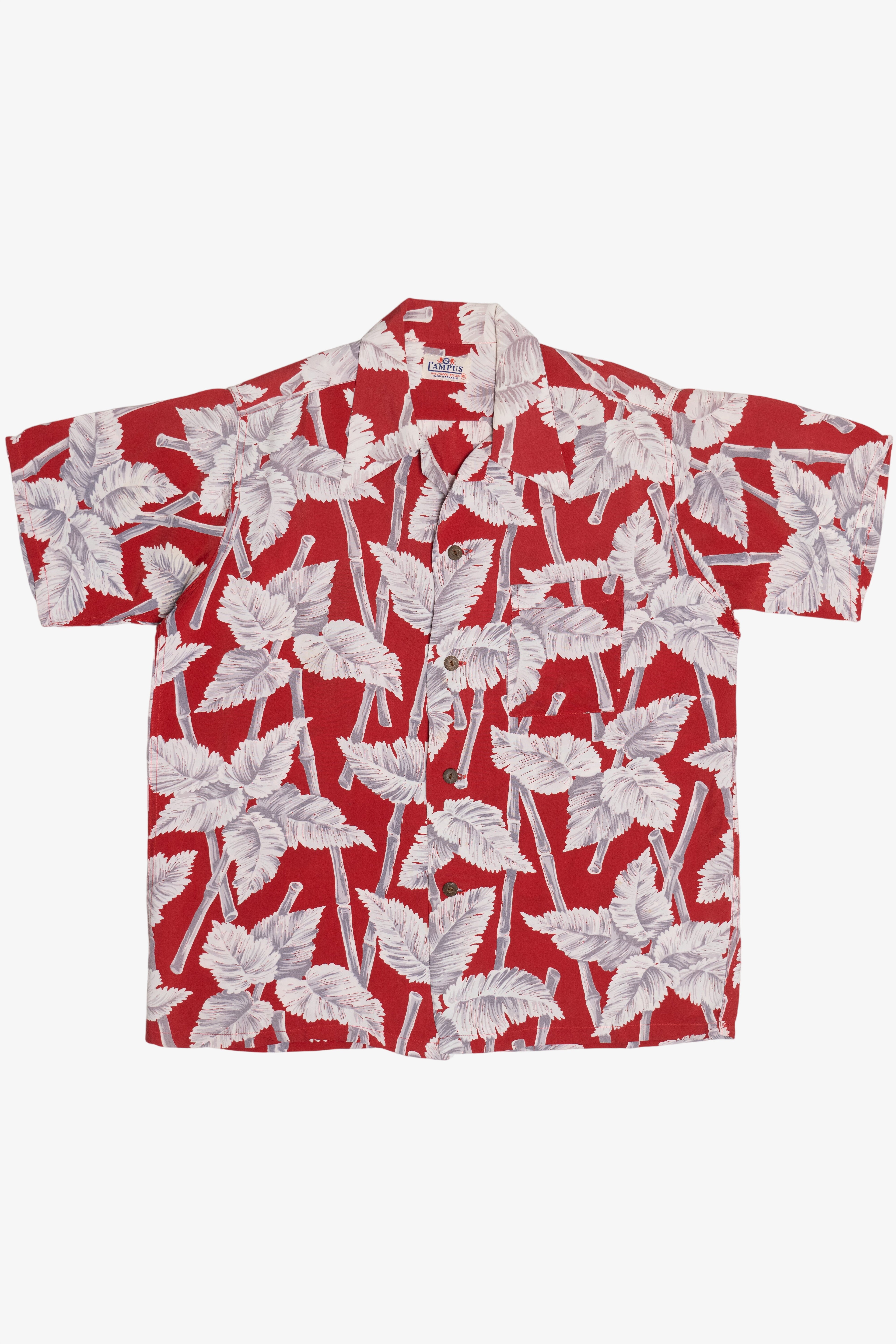 Rare Vintage Campus Hawaiian Shirt With Loop Collar Hollywood Styled Hand Washable 40/50s