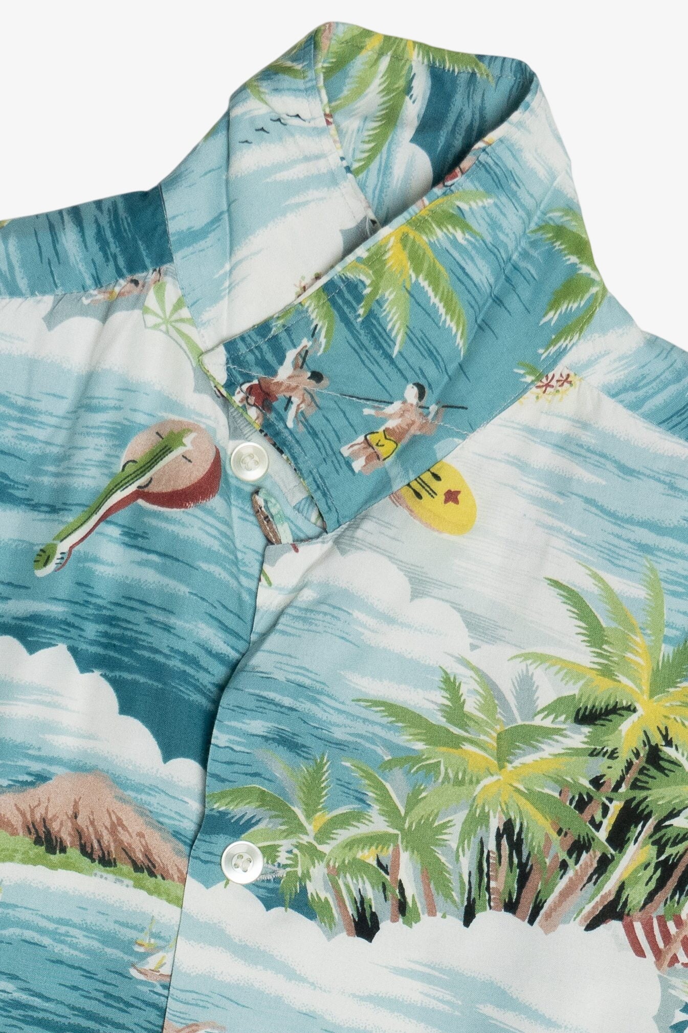Rare Vintage Hawaiian Double Pocket Shirt With Loop Collar Aloha Rayon 40/50s