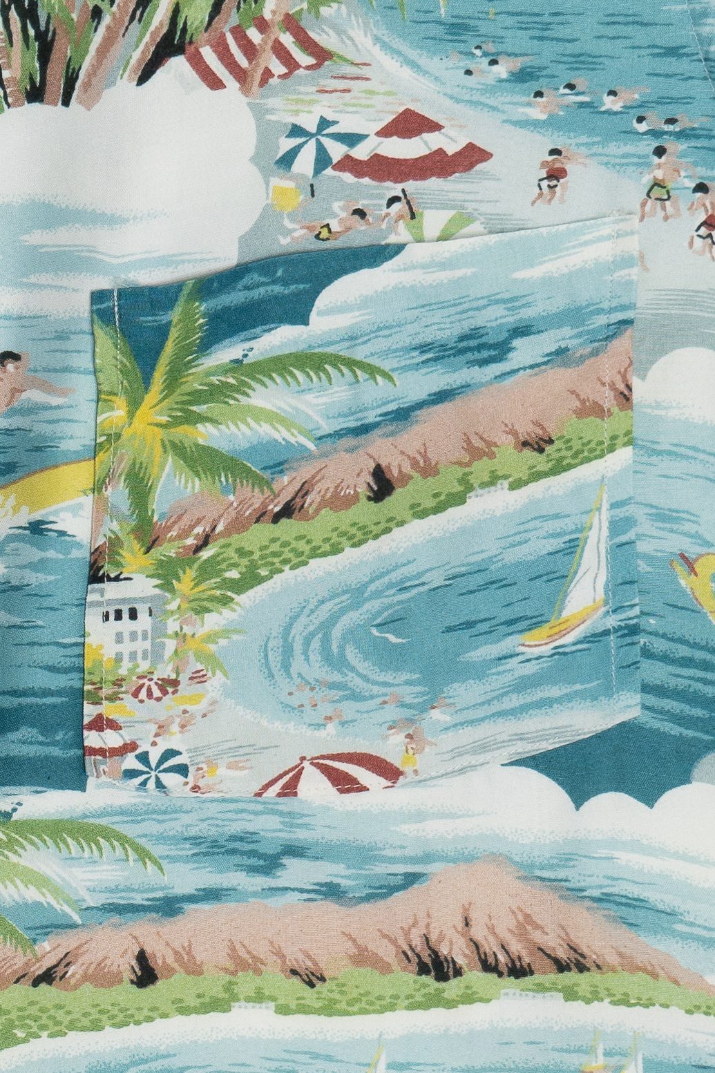 Rare Vintage Hawaiian Double Pocket Shirt With Loop Collar Aloha Rayon 40/50s