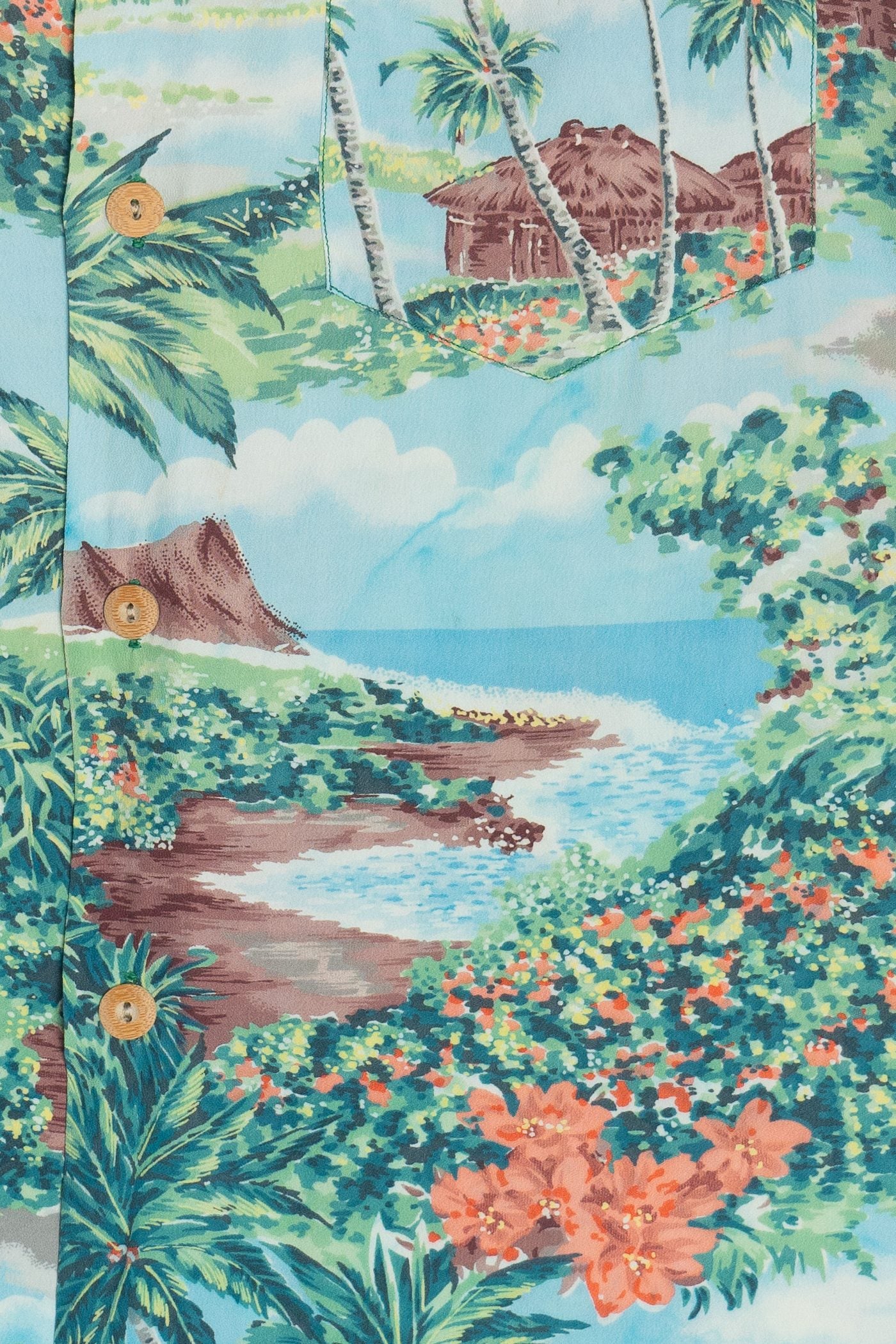 Rare Vintage Hawaiian Shirt With Loop Collar Royal Hawaiian Honolulu 40/50s