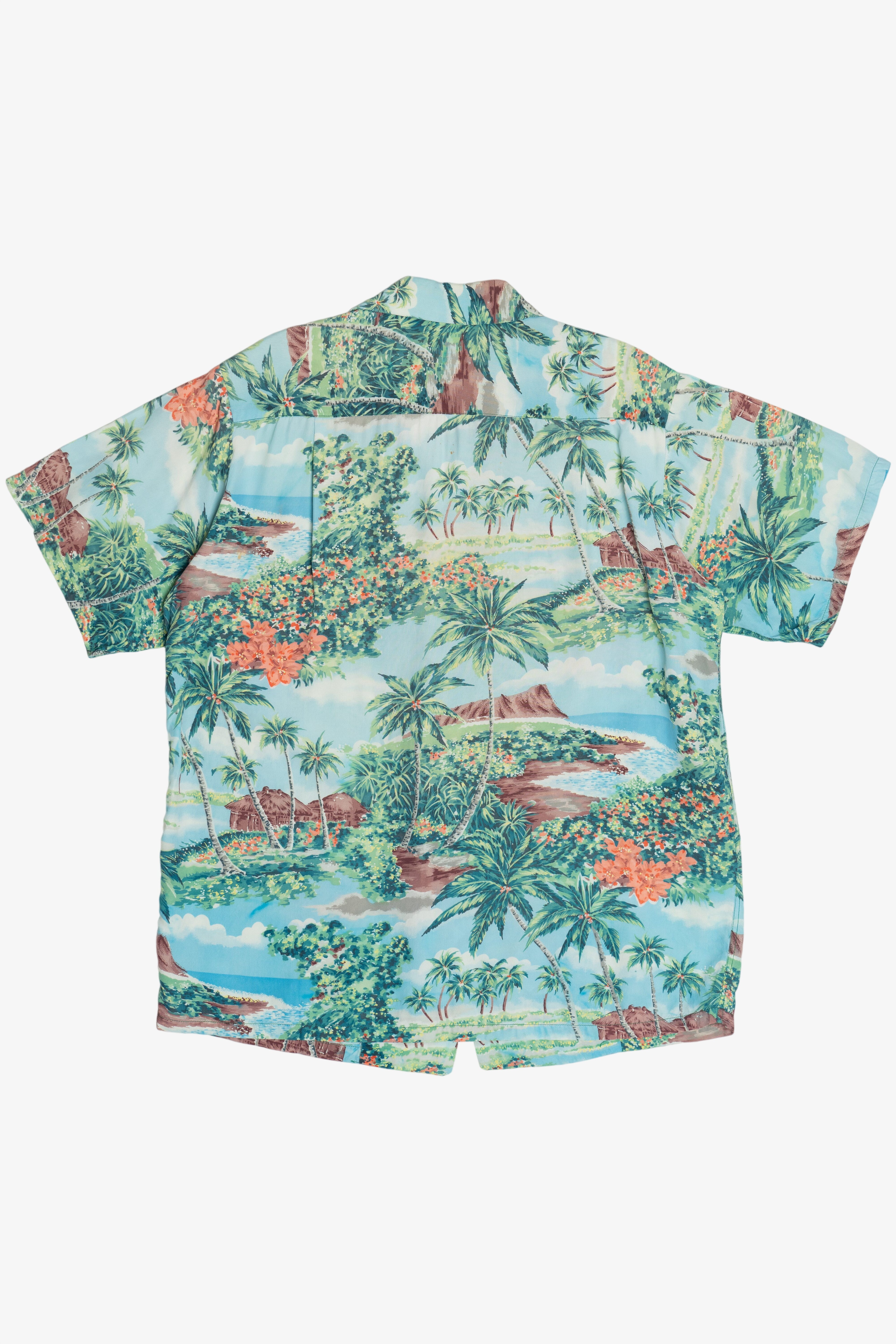 Rare Vintage Hawaiian Shirt With Loop Collar Royal Hawaiian Honolulu 40/50s