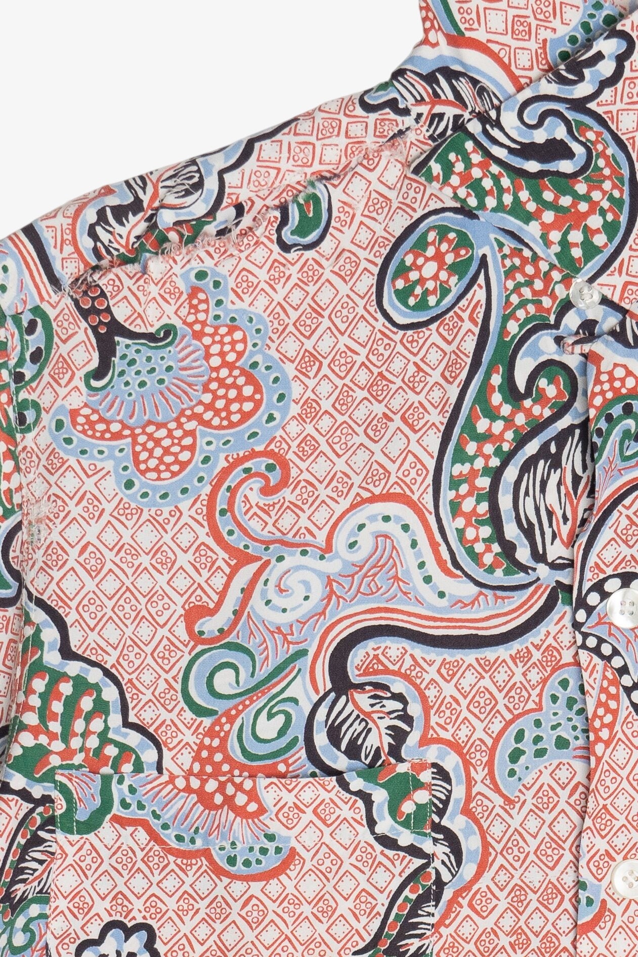 Rare Vintage Hawaiian Double Pocket Shirt With Loop Collar Cisco Casual Fabric 40/50s