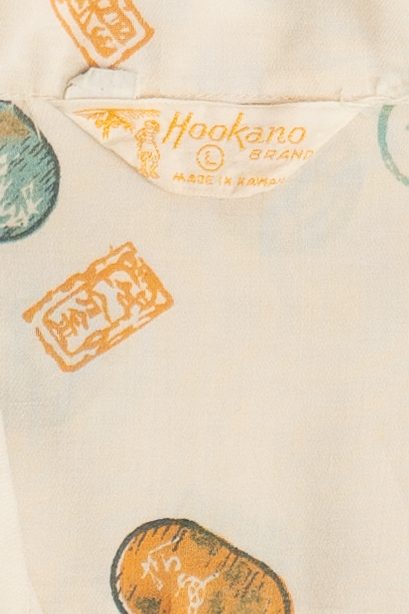 Rare Vintage Pure Silk Hawaiian Shirt With Loop Collar Hookano Brand 40/50s