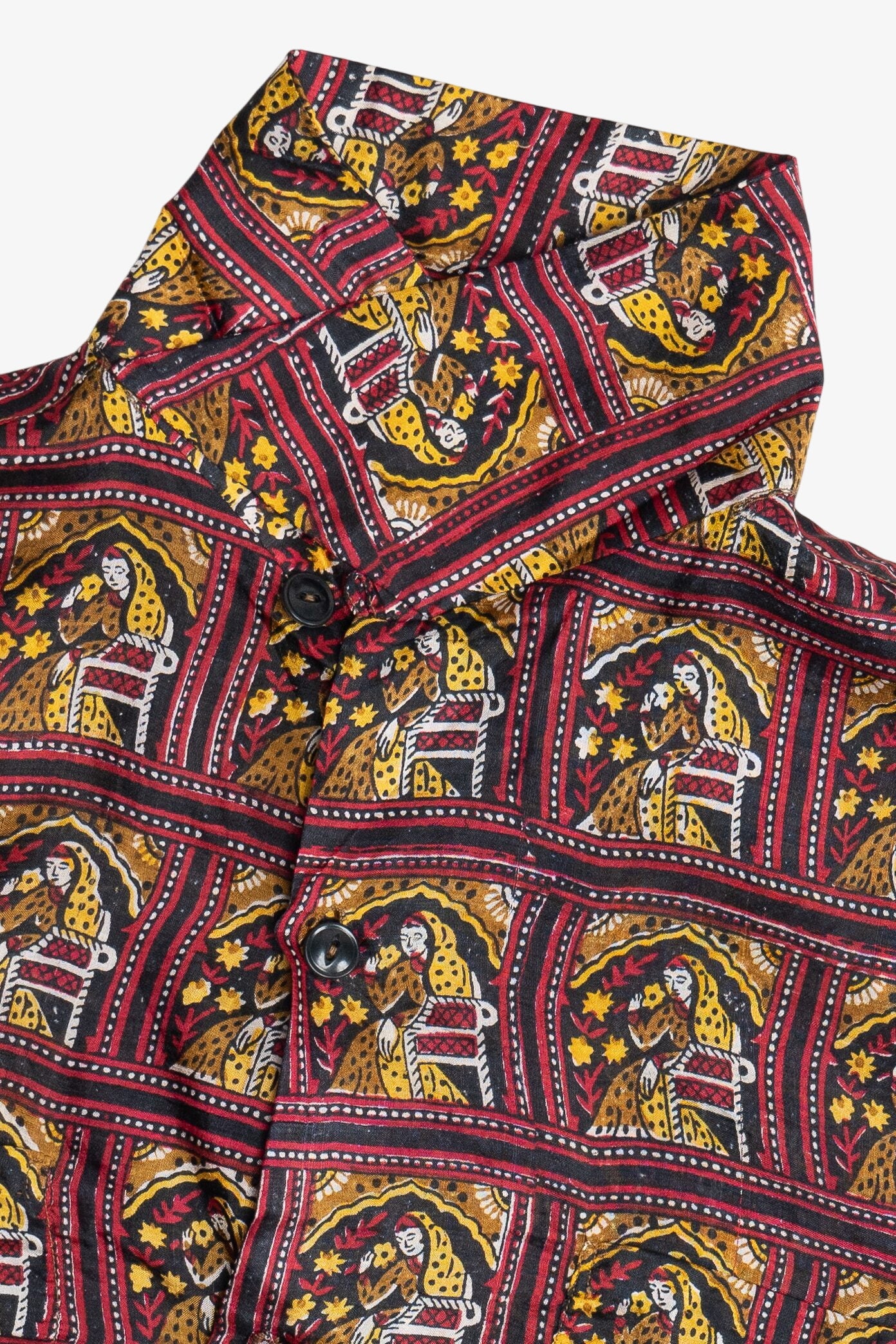 Rare Vintage Hawaiian Double Pocket Shirt With Loop Collar Burlington's Taj Mahal Hotel 40/50s