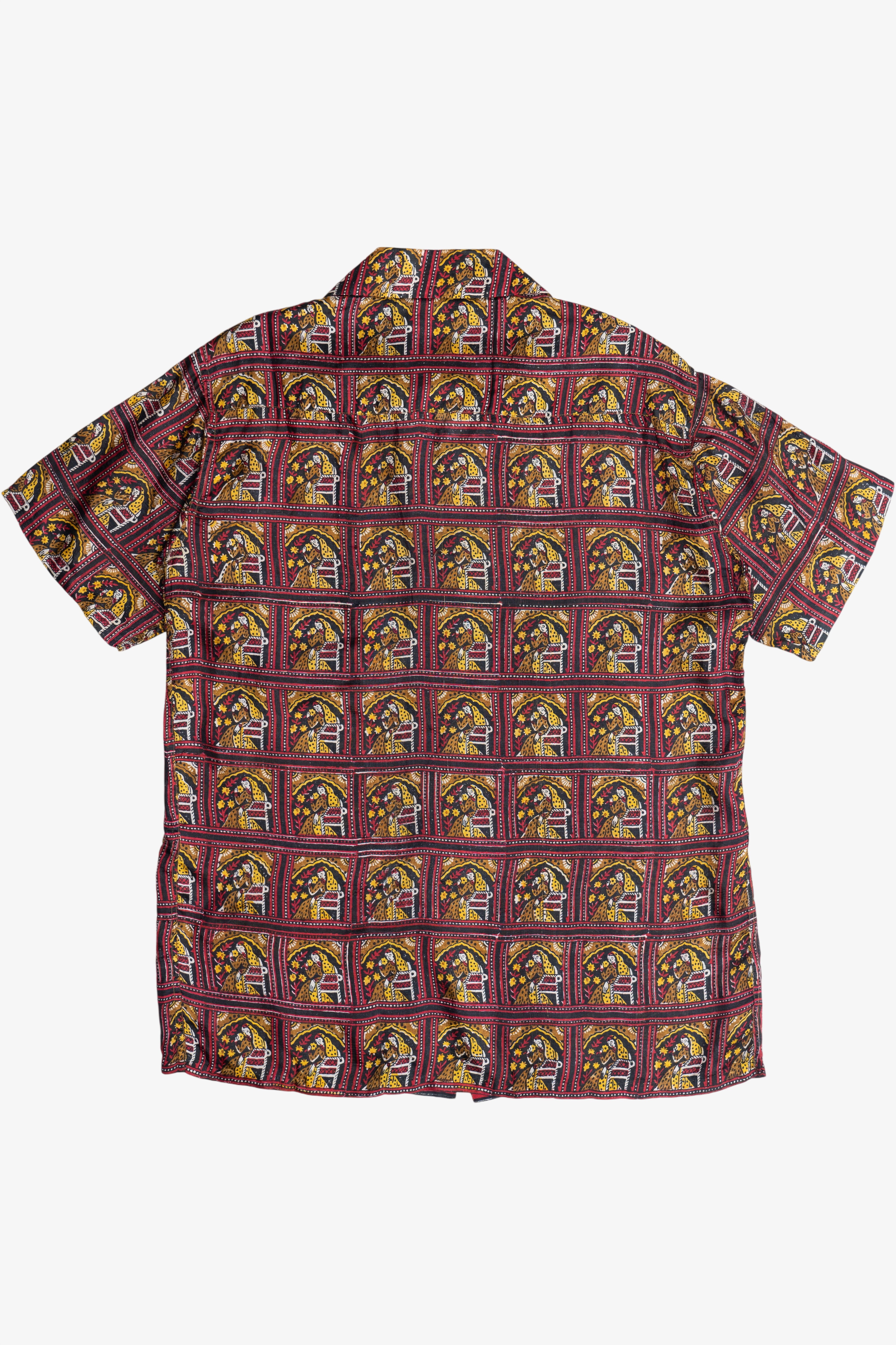 Rare Vintage Hawaiian Double Pocket Shirt With Loop Collar Burlington's Taj Mahal Hotel 40/50s
