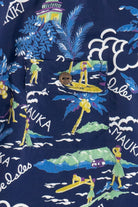 Rare Vintage Hawaiian Double Pocket Shirt With Loop Collar "Paradise Isles" Made In Honolulu 40/50s
