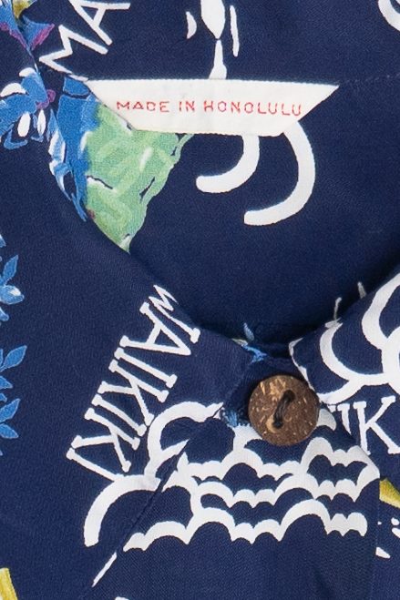 Rare Vintage Hawaiian Double Pocket Shirt With Loop Collar "Paradise Isles" Made In Honolulu 40/50s