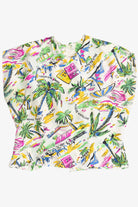 Rare Vintage Florida Beaches Peter Pan Collar Hawaiian Shirt 40/50s