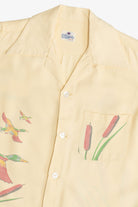 Rare Vintage Collegiate Duck & Cottontails Button Up Shirt With Loop Collar 40/50s
