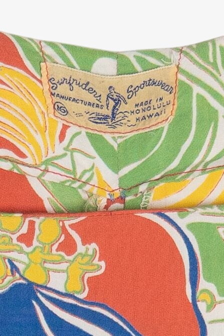 Rare Vintage Hawaiian Shirt Surfriders Sportswear Made In Honolulu Hawaii 40/50s