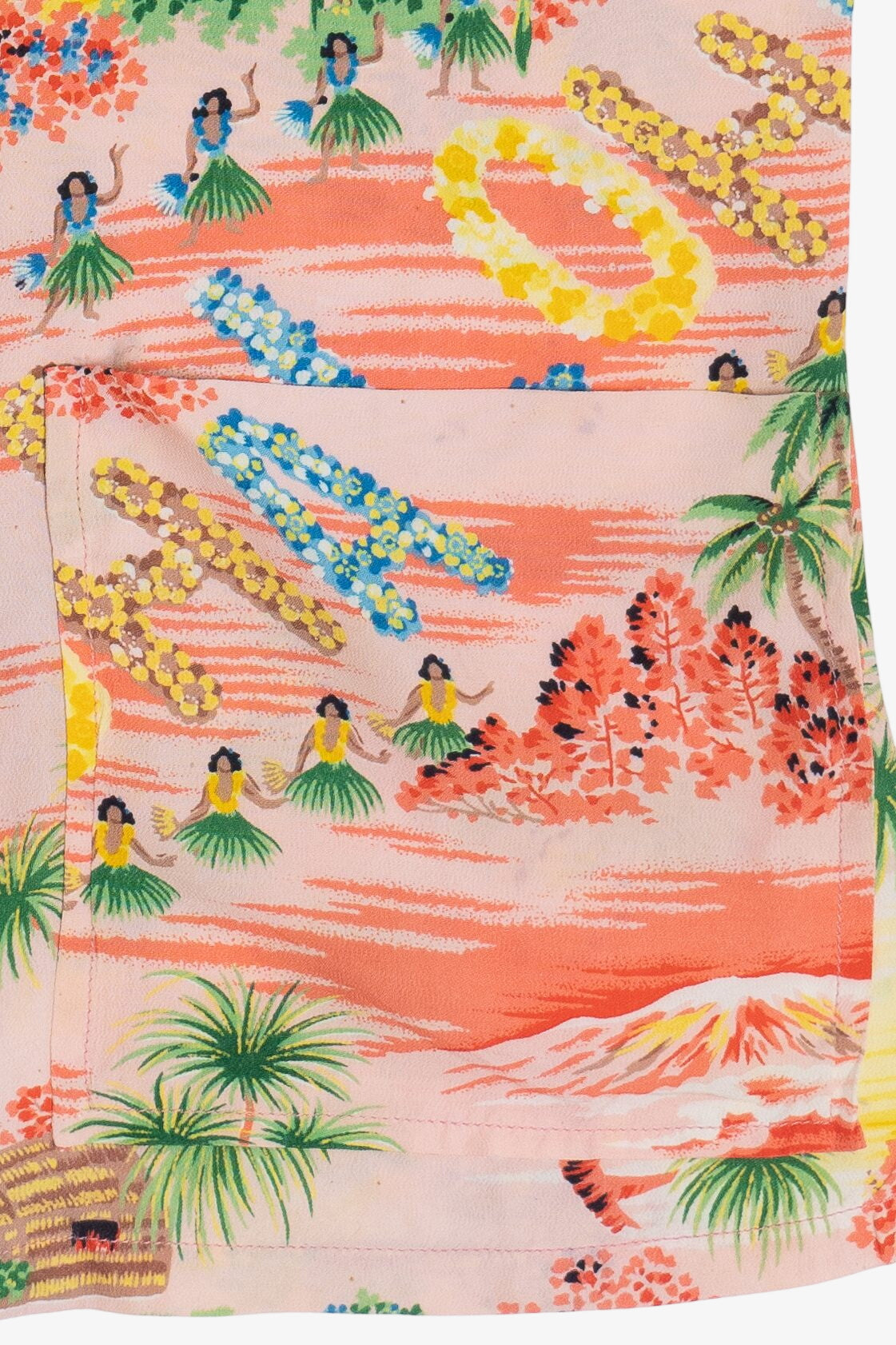 Rare Vintage Hawaiian Sleeveless Mandarin Collar Shirt Royal Hawaiian "Aloha" 40/50s