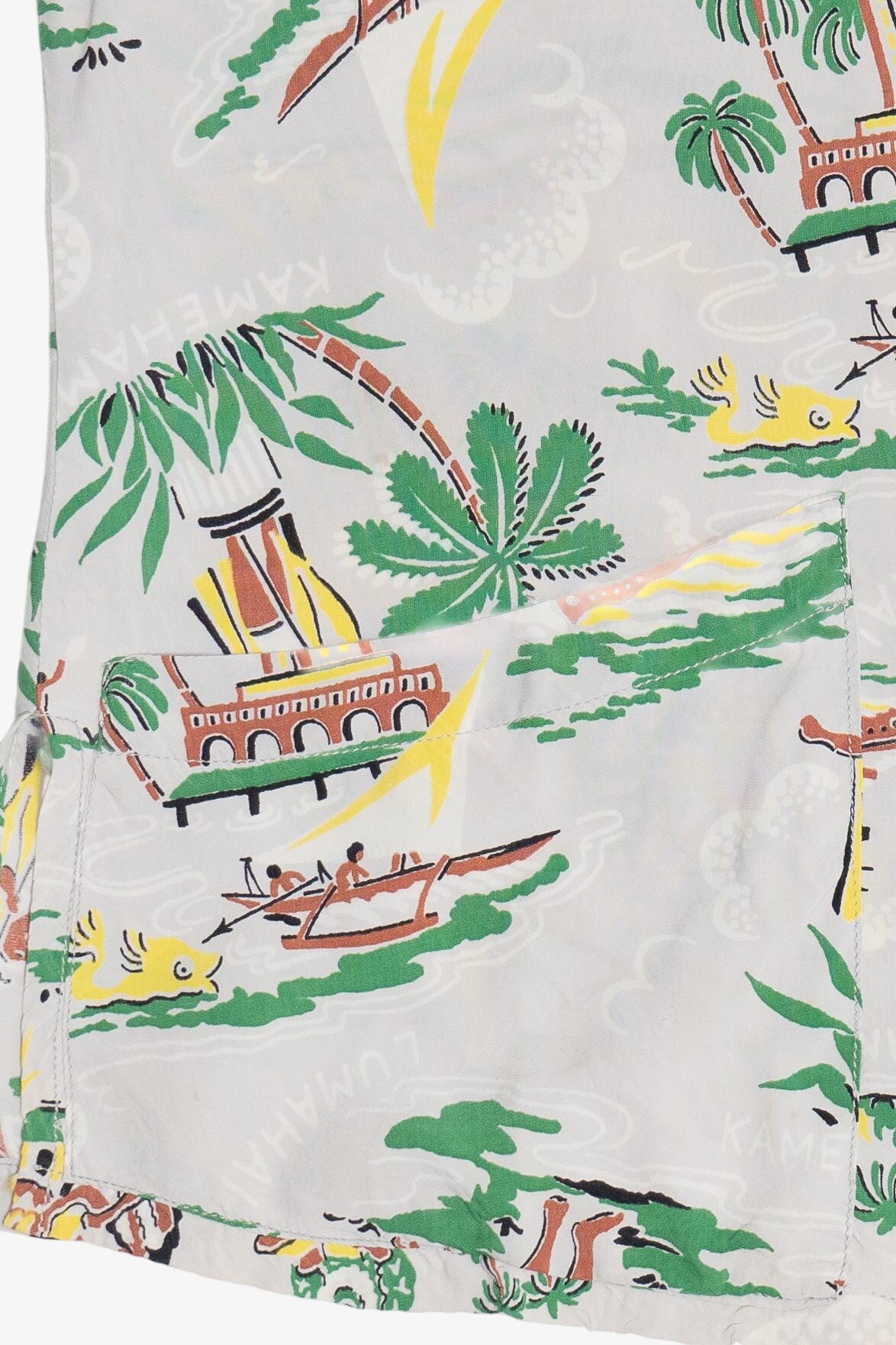 Rare Vintage Hawaiian Sleeveless Mandarin Collar Shirt 40/50s