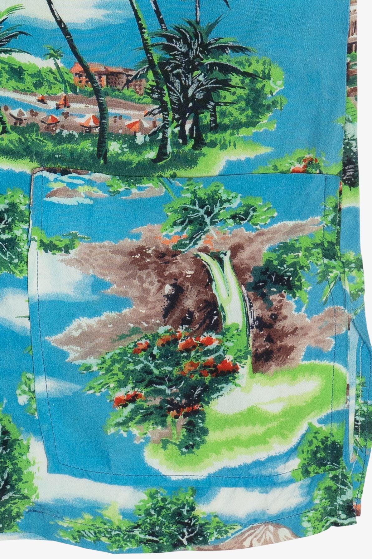 Rare Vintage Hawaiian Sleeveless Double Pocket Mandarin Collar Shirt 40/50s